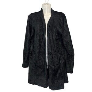 Love Scarlett Women's Size 1X Faux Fur Open Front Black Cardigan Size Black NEW